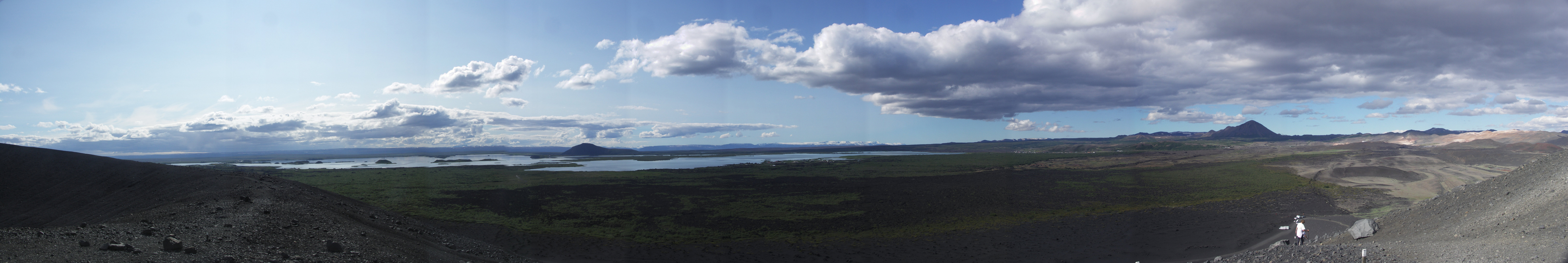 panorama uitzicht Myvatn vanaf de krater sHverfjall